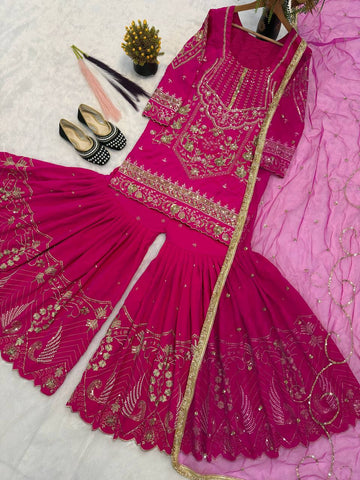 Pink Heavy Sequence Work Stunning Sharara Palazzo