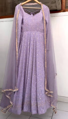 Lovely Lavender Georgette with Embroidery Anarkali Suit