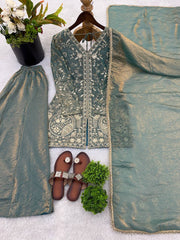 Function Wear Silk with Heavy Embroidery Palazzo Suit