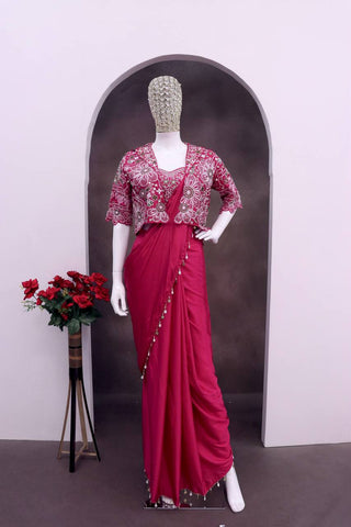 Stunning Heavy Crep Silk with Sequence Work Saree