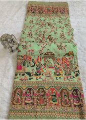 Stunning White Rajwadi Silk with Kashmiri Thread Work Saree