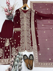 Beautiful Fuax Georgette with Heavy Sequin Work Sharara Suit