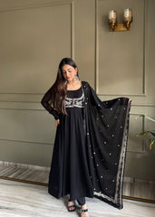 Elegant Georgette with Fancy Work Anarkali Gown