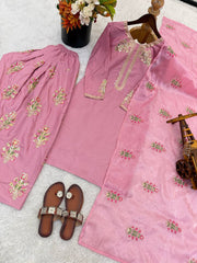 Preety Heavy Creap Silk Embroidery Work Sharara Suit