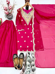 Gorgeous Pink Heavy Silk Embroidered Sharara Suit