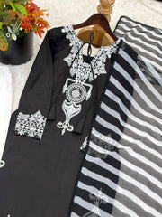 Exclusive Black Crep Silk with Embroidery Work Sharara Suit