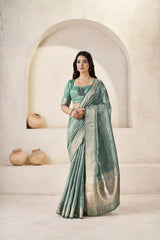Exclusive Pista Silk With Zari Work Saree