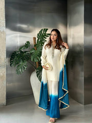 Roman Glass Top with Palazzo and Organza Dupatta Set