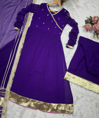 Lovely Purple Blooming Fabric with Sequins Work Sharara Suit