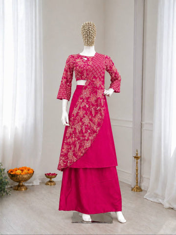 Stunning Pink French Crep Silk Embroidey Sequins Lehenga Choli