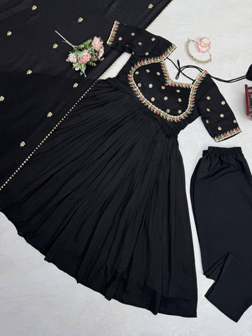 Designer Black Color Anarkali Style Suit Set