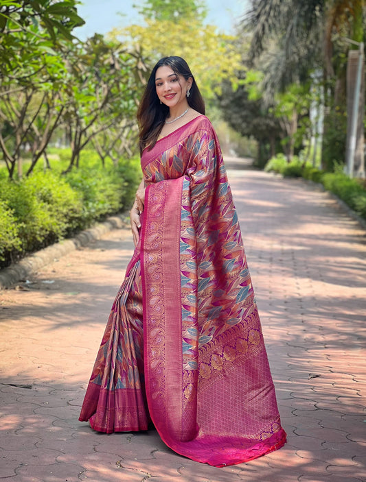 Attractive Kanchipattu Silk Pink Color Saree