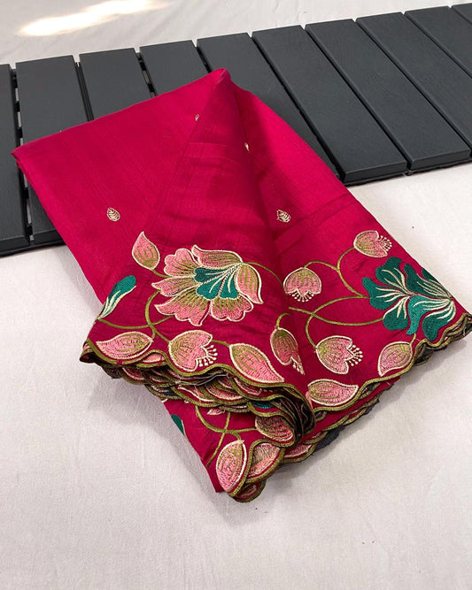 Decent Tussar Silk Pink Color Saree