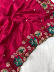Decent Tussar Silk Pink Color Saree
