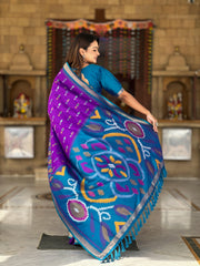 Purple Color Patola Weaving Border Alluring Silk Saree