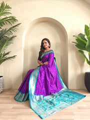Festive Wear Purple Color Rich Pallu Paithani Silk Saree
