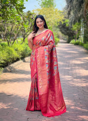 Attractive Kanchipattu Silk Red Color Saree