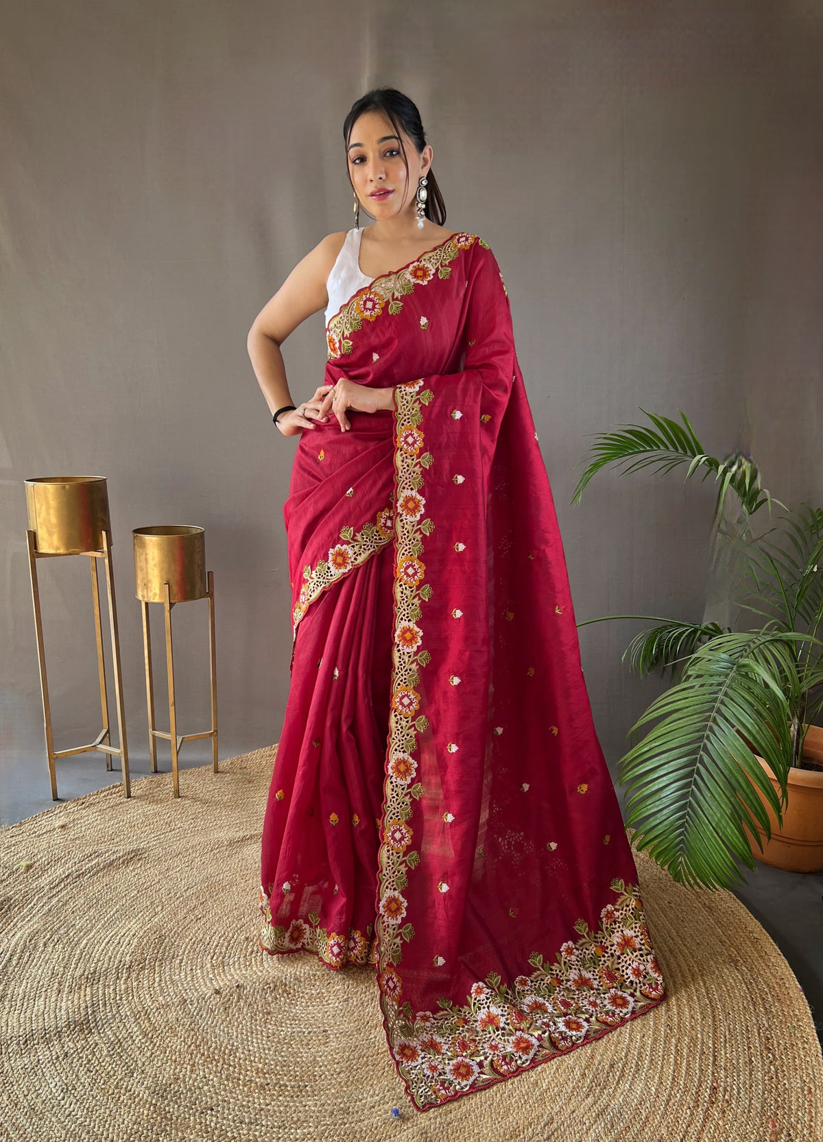 Awesome Red Color Matka Silk Saree