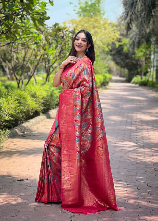 Attractive Kanchipattu Silk Red Color Saree