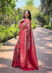 Attractive Kanchipattu Silk Red Color Saree