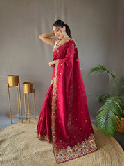 Awesome Red Color Matka Silk Saree