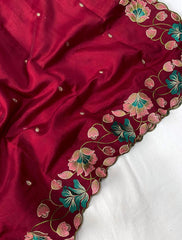 Decent Tussar Silk Red Color Saree