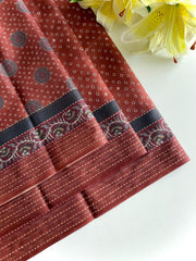 Captivating Bandhani Print With Work Red Color Saree