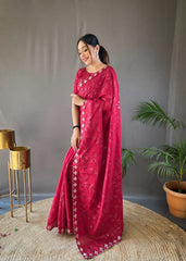 Presenting Ready To Wear Red Color Silk Saree