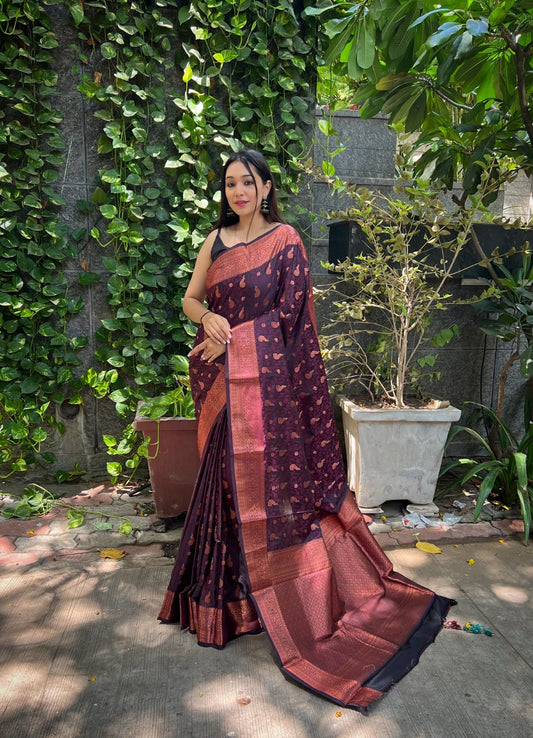 Outstanding Wine Color Soft  Silk Saree