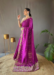 Awesome Wine Color Matka Silk Saree