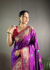 Preferable Wine Color Rangeen Patola Silk Saree