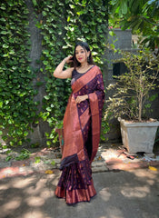 Outstanding Wine Color Soft  Silk Saree