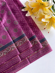 Captivating Bandhani Print With Work Wine Color Saree