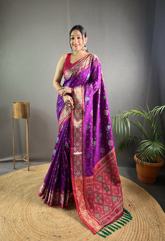 Preferable Wine Color Rangeen Patola Silk Saree