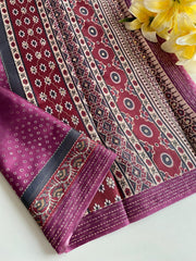 Captivating Bandhani Print With Work Wine Color Saree