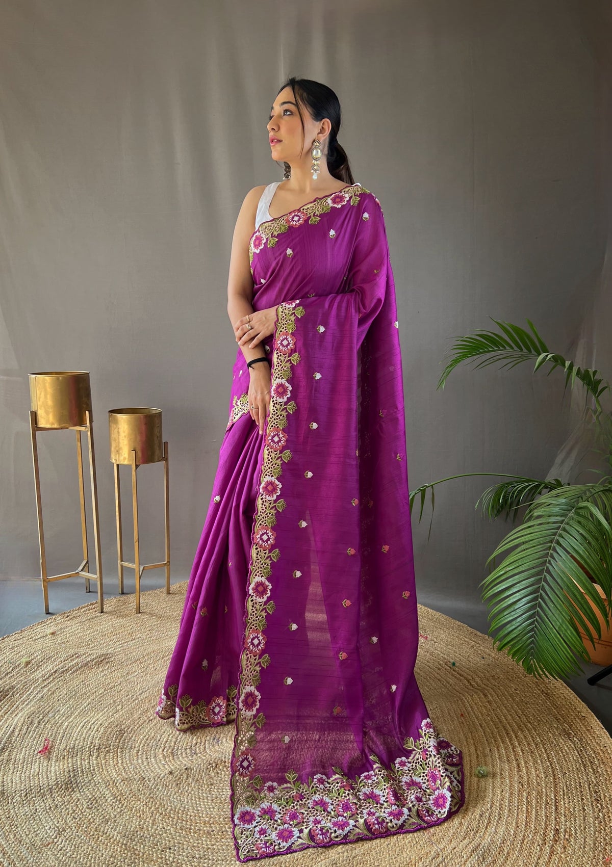 Awesome Wine Color Matka Silk Saree