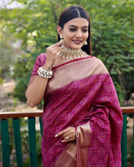 Wine Color Bandini Patola Design Saree