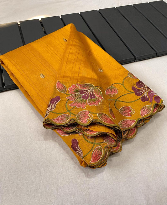 Decent Tussar Silk Yellow Color Saree